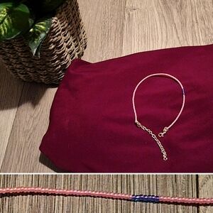 Bead ankle bracelet 11" - small pink, purple beads (can fit wrist, too!)